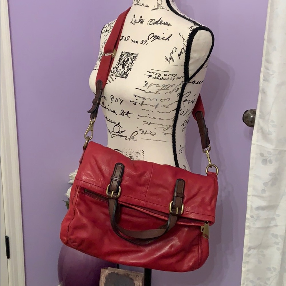Fossil Large Red Leather Bag